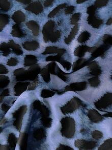 Franclia Bodysuit Lengan Panjang Berbahan Jala Transparan Motif Leopard untuk Wanita - Biru - View 6