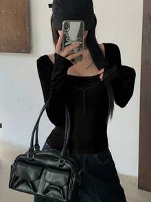 DAZY 休闲百搭纯色修身长袖女式T恤