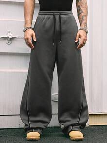 AXEPEAK Casual Outdoor Loose Drawstring Waist Men Sweatpants - Dark Grey - View 6