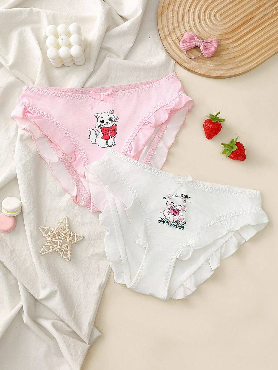 Quần lót ren họa tiết mèo dễ thương cho bé gái tuổi mới lớn - Nhiều màu - Xem 1