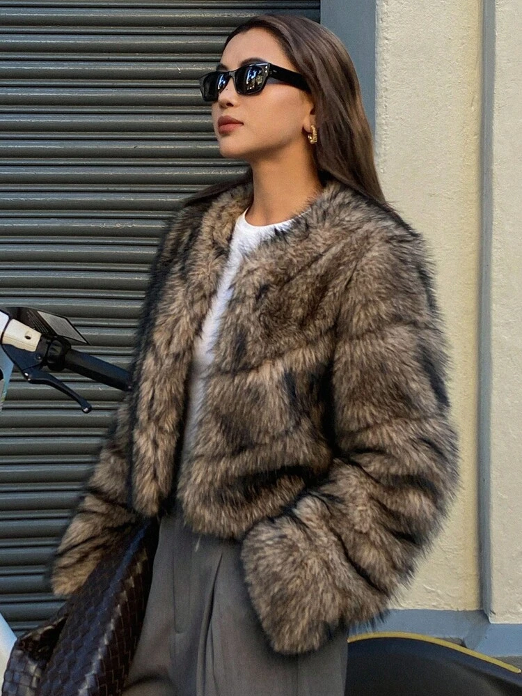 Women's Short Faux Fur Jacket, Autumn/Winter Y2k Women Coats