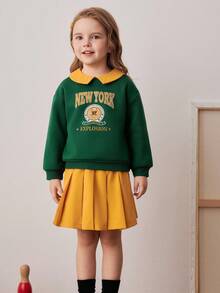 PrepCrw 少女学院风领口运动衫和百褶迷你裙套装 - 彩色 - 查看 3