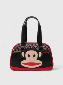 Paul Frank X ROMWE 女士卡通猴子3D图案时尚黑色手提包 - 黑色 - 查看 2