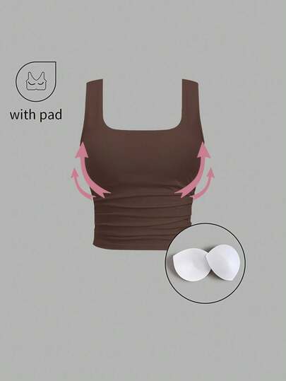 Sweetra Women's Solid Color Minimalist Sleeveless Casual Fitted Tank Top