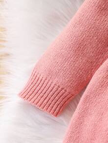 SHEIN Vintaside Kids 女宝宝粉色圆领针织毛衣裙，适合外出，秋冬季