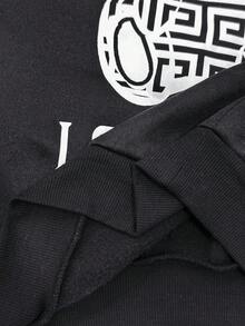 SHEIN 2pcs/Set Tween Girls Bear Print Crew Neck Sweatshirt And Geometric Pattern Pants Outfit Fall Winter