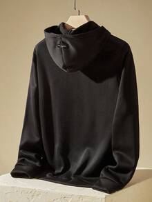 Manfinity VCAY Men Letter Graphic Pocket Hoodie, For Fall Winter - Black - View 2