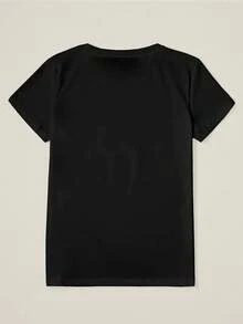 EMERY ROSE Women's Christmas Tree Casual Round Neck Short Sleeve T-Shirt, Cheerful And Bright Tree, Women's Christmas Shirt, Women's Holiday Shirt, Christmas Gift, Chic Winter Shirt, Cute Holiday T-Shirt, Christmas Tree Shirt, Christmas T-Shirt, Women's Clothing - Black - View 2