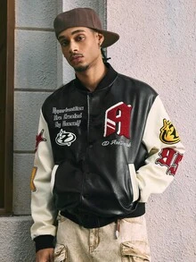 AXEPEAK Men's Woven Casual Loose Fit Long Sleeve Jacket, Fashionable Daily Wear, For Fall Winter - Multicolor - View 5