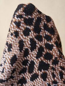 Bohemela Women's Casual Leopard Print Drop Shoulder Long Sleeve Knit Cardigan, Autumn/Winter