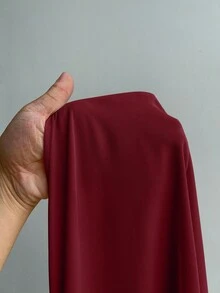 大码时尚褶裥杏色口袋长裤 - 酒紅色 - 查看 6