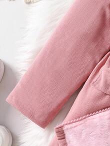 SHEIN 女式连帽仿毛领夹棉派克大衣，中长款，粉色，秋冬 - 粉色 - 查看 7