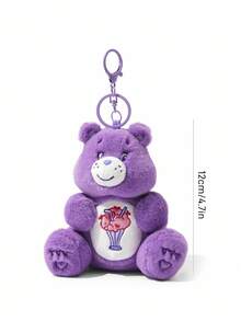 SHEIN X Care Bears 1 只紫色柔软毛绒爱心熊钥匙扣包饰，适合送给朋友和家人的礼物 - 紫色 - 查看 4