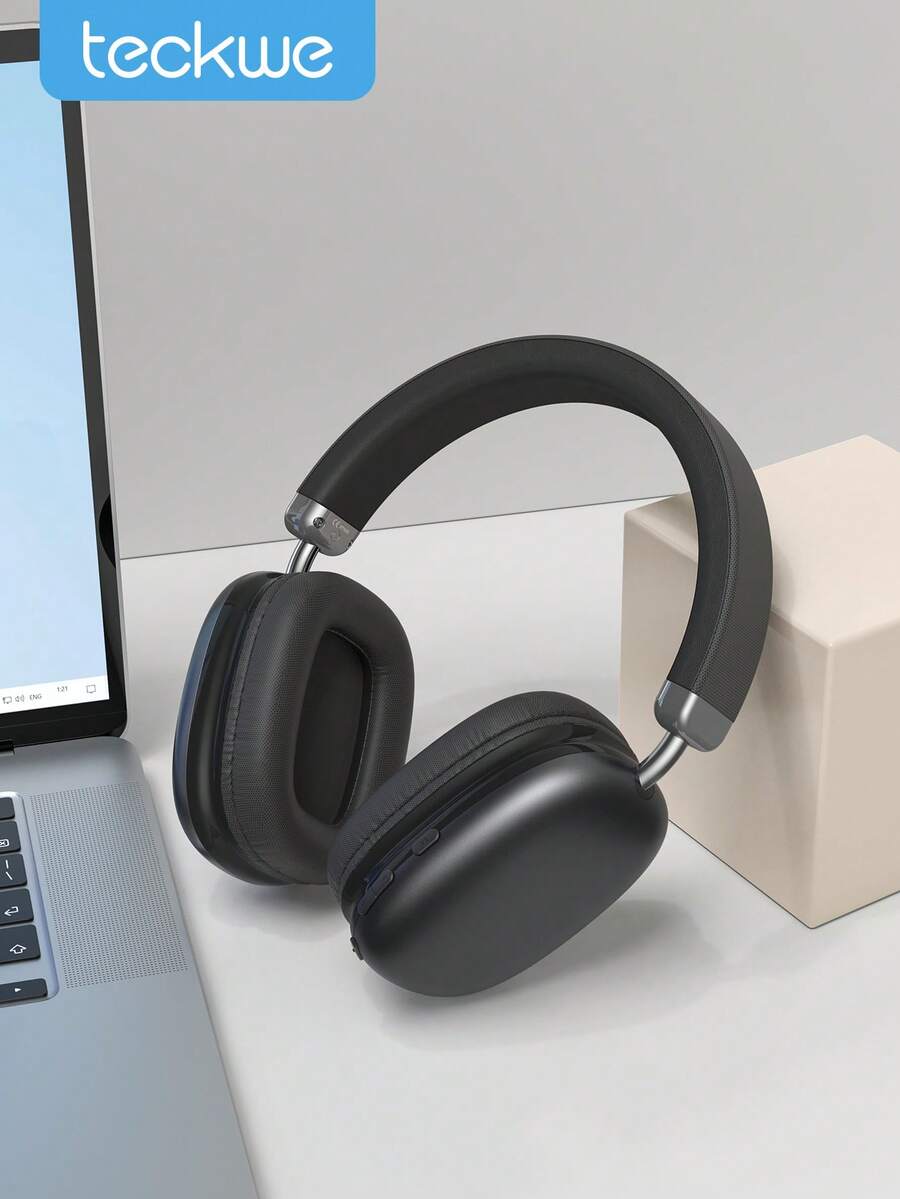 Teckwe Auriculares inalámbricos supraaurales con micrófono plegables & portátiles sonido estéreo HiFi con almohadillas de espuma de memoria - Negro - Ver 1