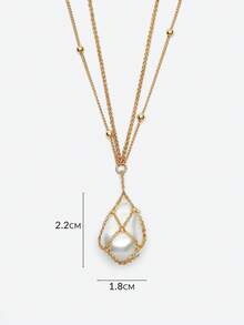 Opalesca 不对称仿珍珠吊坠项链，适合日常佩戴 - 金黃色 - 查看 8