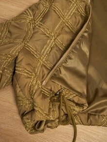 Veslaya Áo khoác ngắn tay dài màu nâu trơn, chất liệu cotton có họa tiết, thích hợp cho mùa Thu/Đông, phong cách thường ngày, đi học và thư giãn, dành cho nữ cỡ lớn. - màu nâu - Xem 8