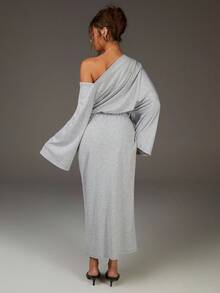 Athîral Robes d'automne pour femmes, robe chic et de sortie, épaules dénudées, robe grise - Multicolore - Voir 2