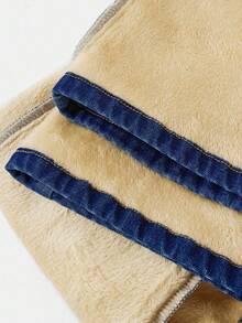 SHEIN 少女Y2K时尚休闲基础款深蓝色牛仔保暖内衬猫须高弹力修身喇叭裤，适合女孩秋冬日常穿着、街头风穿搭、万圣节和圣诞节装扮，保暖内衬牛仔裤，冬季牛仔裤，青少年牛仔裤 - 深色水洗藍 - 查看 6