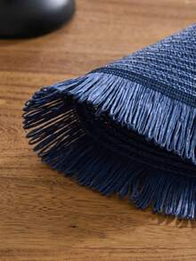 SHEIN 1/4/6/12片装北欧现代简约风格圆形纸质餐垫，带编织流苏 - 家居厨房装饰餐桌垫，防滑水杯、碗和盘子垫。适用于节日聚会、生日派对、婚宴和家居装饰 （请注意，餐垫材质为纸质，不可水洗） - 藍色 - 查看 6