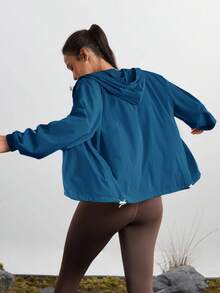 In My Nature 女士纯色拉链连帽休闲夹克 - 霧霾藍 - 查看 5