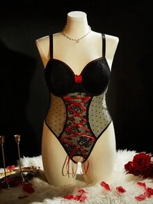 SpicyHot 1 pieza Lencería de encaje talla grande body - Multicolor - Ver 1