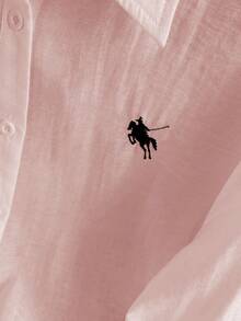 INAWLY Plus Size Embroidered Logo Shorts & Solid Color Long Sleeve Shirt 2 Pieces Set