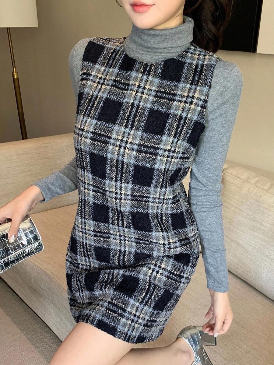 Livesso Women's Casual Plaid Print Sleeveless Dress - Multicolor - View 1