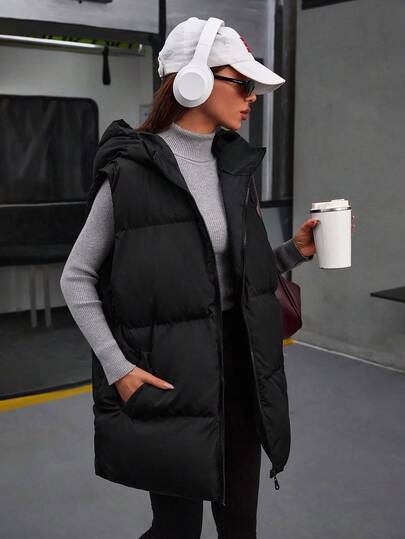 EURMUSE Women's Solid Puffer Vest Winter Coat