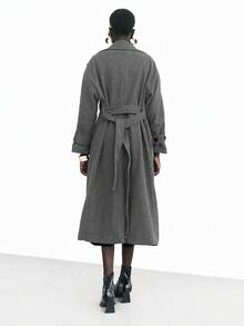 Lumivelle 宽松大衣，浅灰色风衣，秋冬女款 - 深灰色 - 查看 2
