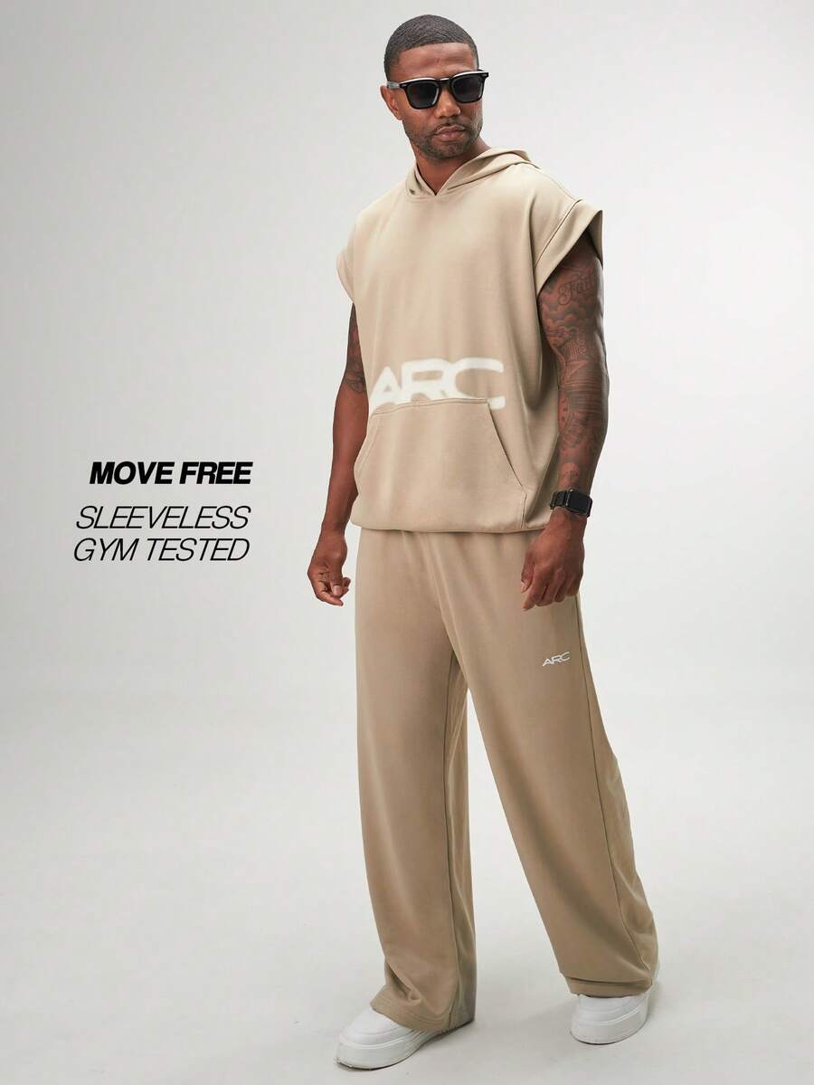 Áo hoodie/áo tank top nam Arc kiểu dáng thường ngày, đa năng, in chữ, thích hợp cho mùa hè. - Màu Khaki - Xem 1