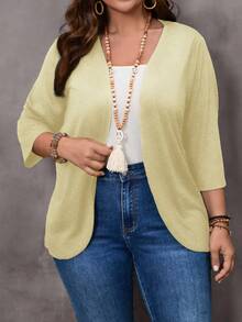 EMERY ROSE 大码度假休闲纯色教师装秋季女装夹克 - 黃色 - 查看 4