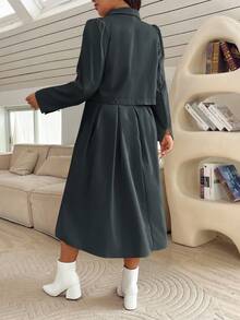 SHEIN Essnce 大码秋冬连体裤和西装外套两件套 - 深灰色 - 查看 2