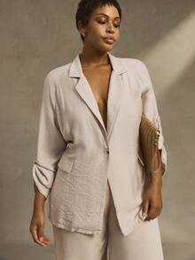 Linhara Women's Casual Minimalist Button Tie Blazer Winter Fall Autumn