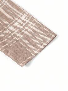 Ellevyn 大码女式圆领七分袖格子腰带设计优雅连衣裙 - 彩色 - 查看 7