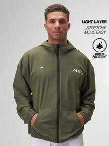 Chaqueta con capucha de manga larga con cremallera, de corte holgado y casual, para otoño - Verde militar - Ver 3