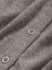 DAZY Áo thun nữ tay dài cổ tròn rộng rãi, hở trước, màu trơn, trang phục mùa thu - Màu be - Xem 6