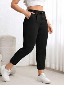 EMERY ROSE Quần denim ống côn thường ngày cỡ lớn cho nữ, không co giãn, giảm giá - màu đen - Xem 7