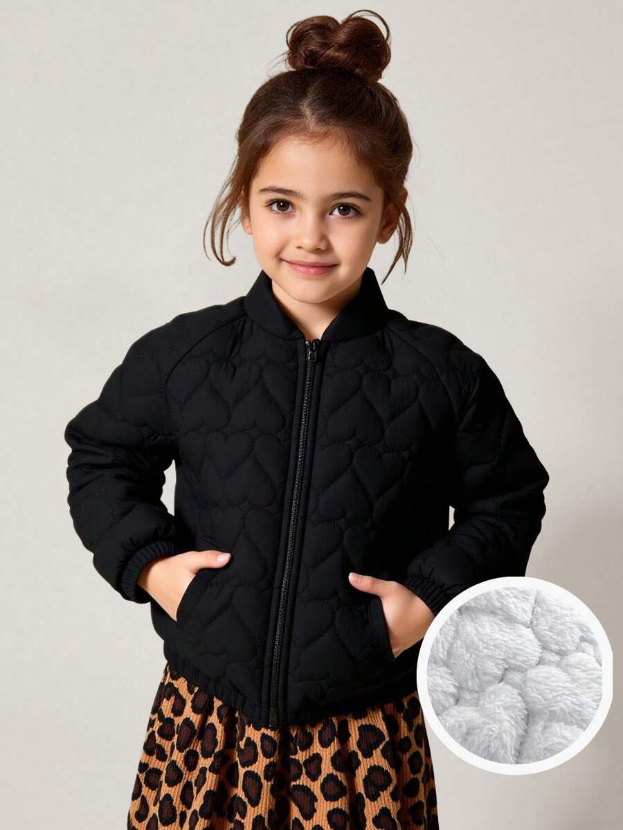 Maija Kids Maija Kids 少女心形图案棉服外套，秋冬休闲风