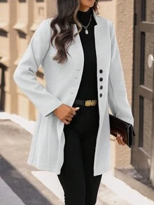 SHEIN Clasi 女士休闲度假立领修身夹克 - 淺灰色 - 查看 4