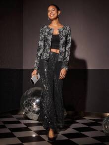 Glamance Maria Clara Maia Lace Material Casual Minimalist Women Jacket, Suitable For Office, Party, Autumn Going Out Fall Elegant Blazer Winter Chic Stylish Clothing Collection New Year