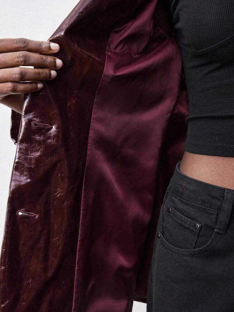 SHEIN Maija Women's Fashion Waist Cinched Regular Jacket In Fall/Winter