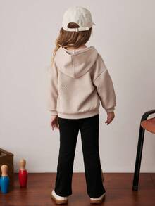 PrepCrw 2pcs/Set Young Girls Vintage Letter Graphic Hoodie Sweatshirt And Pants Suit, Collegiate Style - Multicolor - View 2
