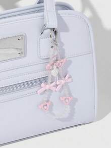ROMWE Kawaii 2 件优雅简约甜美手工串珠仿水晶和珍珠树脂蝴蝶结心形吊坠，多功能装饰，适用于手机、钥匙链、包包，适合作为女孩/女士的礼物，日常穿着和节日 - 粉色 - 查看 7