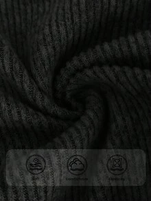 Elaquor 秋冬加大码仿珍珠纽扣深 V 领喇叭袖针织外套曲线开衫 - 黑色 - 查看 8