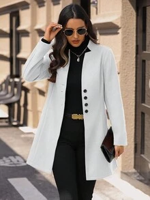 SHEIN Clasi 女士休闲度假立领修身夹克 - 淺灰色 - 查看 5