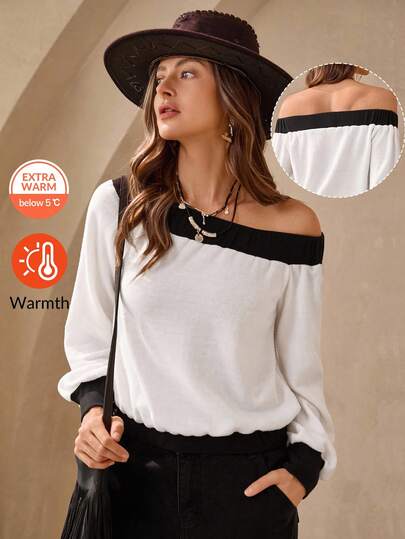 Wildy Áo kiểu đồng quê mùa thu, áo kiểu bohemian mùa đông, thời trang nữ đa năng, phối màu tương phản, áo nỉ trễ vai, áo trễ vai, áo len trễ vai, áo kiểu trễ vai tay dài, áo trễ vai tay dài, áo kiểu trễ vai thường ngày, áo len mùa xuân thu, áo trễ vai thanh lịch, áo nữ sang trọng, áo công sở mùa thu, áo nữ đi chơi, áo Halloween