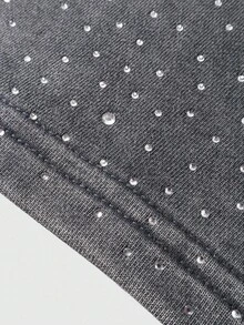 ROMWE MEN Street Life Men's Fashion Virgin Mary Print Rhinestone Sweatpants - Grey - View 6