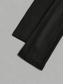 SHEIN EZwear Bộ 3 áo thun ôm sát cổ cao tay dài màu đen, kaki, trắng dành cho nữ, phù hợp cho mùa thu/đông - Nhiều màu - Xem 4