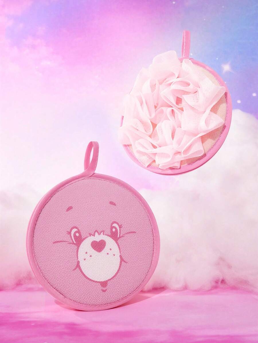 SHEIN X Care Bears 1 件粉色小熊沐浴丝瓜络，双面，一面起泡，一面磨砂，清洁力强，适合成人和儿童 - 粉色 - 查看 1