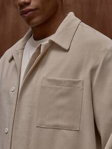 Musero Men Oversized Premium Long Sleeve Enlarged Front Pocket Hidden Button Placket Detailed Shirt /Winter - Apricot - View 6